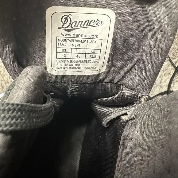 Danner Mountain 600 4.5" Boots Mens Size 13 Black Leather Vibram Hiking 62242 - Picture 12 of 13